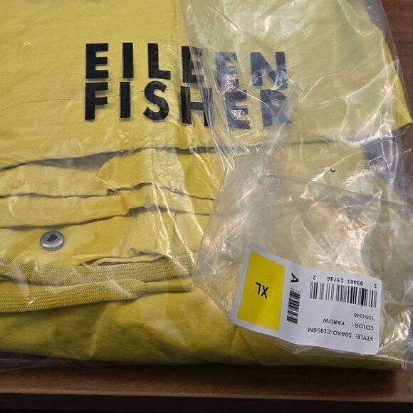 Eileen Fisher Hooded Jacket XL Yellow Drawstring Zip Up Lightweight Minimalist - Picture 15 of 16